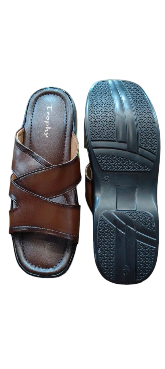 Trophy Men Leather Slipper A74